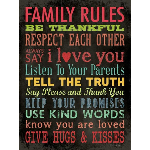 Family Rules - Color White Modern Wood Framed Art Print by Marrott, Stephanie