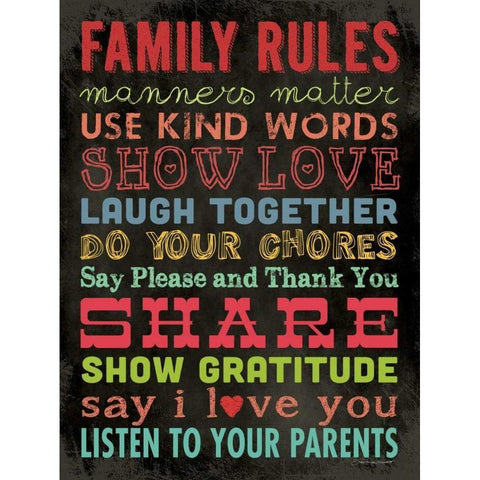 Family Rules - Color II Black Modern Wood Framed Art Print with Double Matting by Marrott, Stephanie