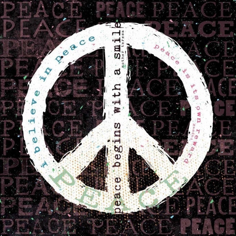 Peace Smile White Modern Wood Framed Art Print with Double Matting by Marrott, Stephanie