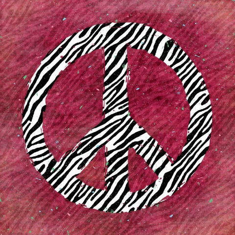 Pink Peace Zebra Black Modern Wood Framed Art Print with Double Matting by Marrott, Stephanie