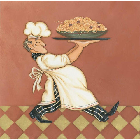 Pasta Chef Gold Ornate Wood Framed Art Print with Double Matting by Marrott, Stephanie