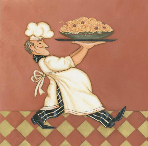 Pasta Chef White Modern Wood Framed Art Print with Double Matting by Marrott, Stephanie