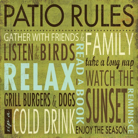 Patio Rules White Modern Wood Framed Art Print with Double Matting by Marrott, Stephanie