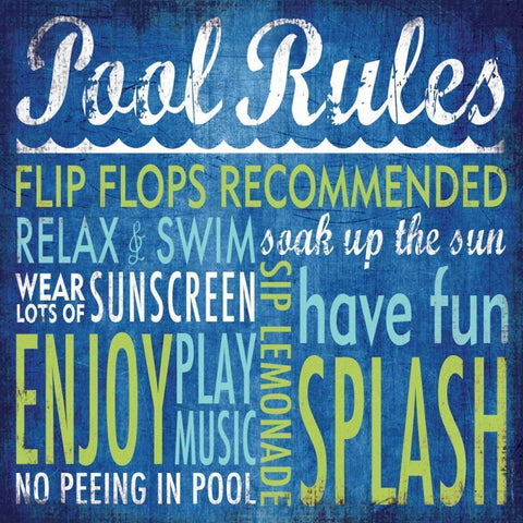 Pool Rules White Modern Wood Framed Art Print by Marrott, Stephanie