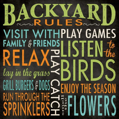 Backyard Rules White Modern Wood Framed Art Print with Double Matting by Marrott, Stephanie