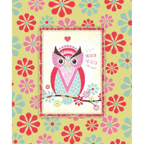 Owl III White Modern Wood Framed Art Print by Marrott, Stephanie