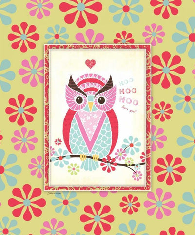 Owl III White Modern Wood Framed Art Print with Double Matting by Marrott, Stephanie