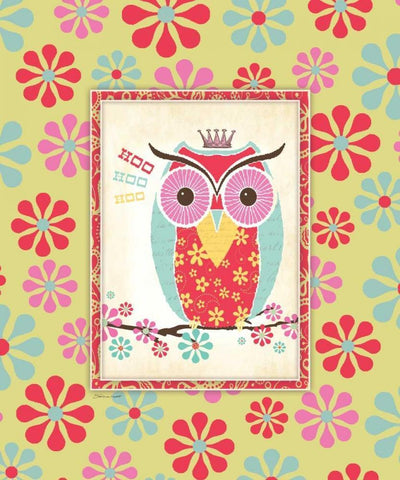 Owl IV Black Ornate Wood Framed Art Print with Double Matting by Marrott, Stephanie