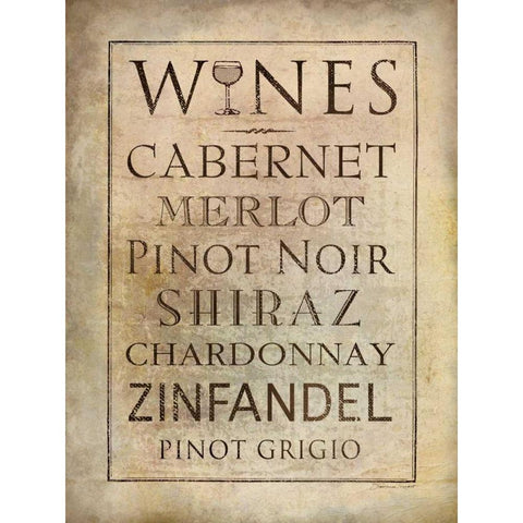 Wines White Modern Wood Framed Art Print by Marrott, Stephanie