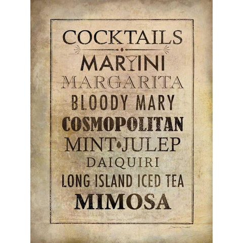 Vintage Cocktails Black Modern Wood Framed Art Print with Double Matting by Marrott, Stephanie