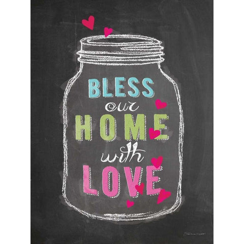 Bless Our Home White Modern Wood Framed Art Print by Marrott, Stephanie