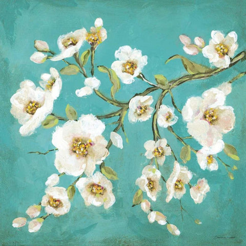 Spring Blossoms II White Modern Wood Framed Art Print by Marrott, Stephanie