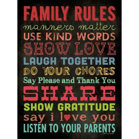 Family Rules IV Black Modern Wood Framed Art Print with Double Matting by Marrott, Stephanie