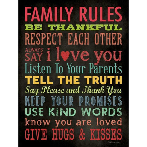 Family Rules V Black Modern Wood Framed Art Print with Double Matting by Marrott, Stephanie