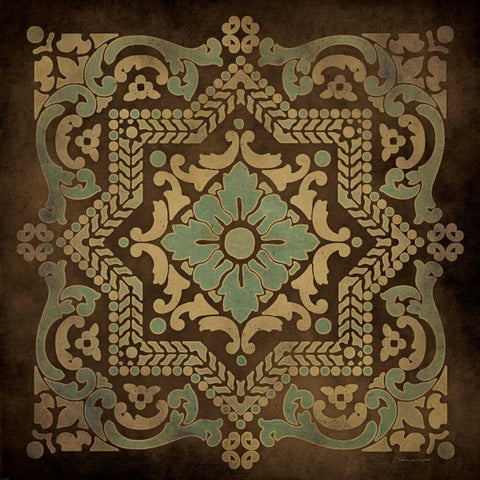 Tile Design III Black Ornate Wood Framed Art Print with Double Matting by Marrott, Stephanie