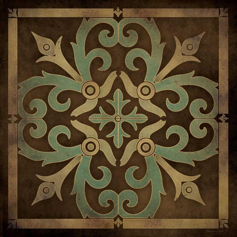 Tile Design IV Black Ornate Wood Framed Art Print with Double Matting by Marrott, Stephanie