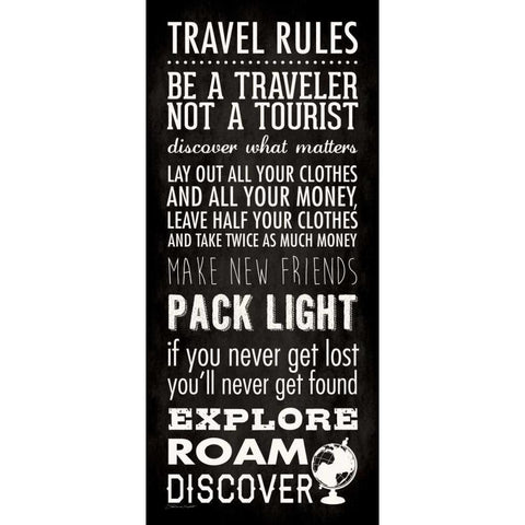 Travel Rules I Black Modern Wood Framed Art Print by Marrott, Stephanie