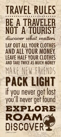 Travel Rules II White Modern Wood Framed Art Print with Double Matting by Marrott, Stephanie