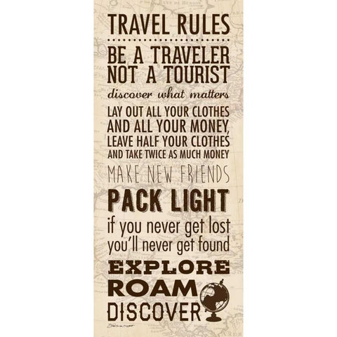 Travel Rules II Black Modern Wood Framed Art Print by Marrott, Stephanie