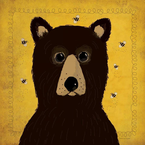Bear Black Modern Wood Framed Art Print with Double Matting by Marrott, Stephanie