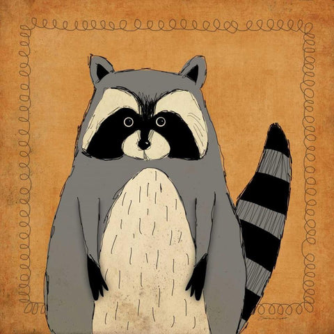 Raccoon White Modern Wood Framed Art Print with Double Matting by Marrott, Stephanie