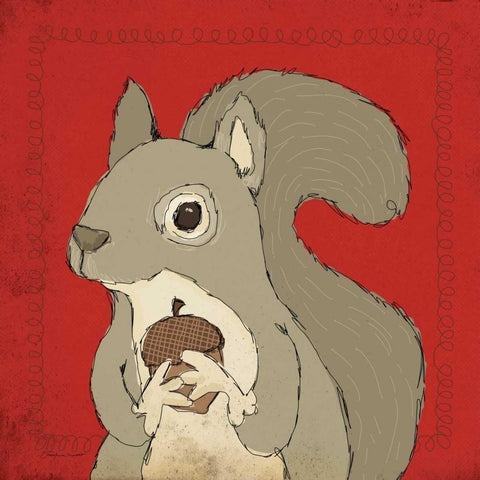 Squirrel White Modern Wood Framed Art Print with Double Matting by Marrott, Stephanie