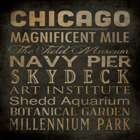 Chicago Black Modern Wood Framed Art Print with Double Matting by Marrott, Stephanie
