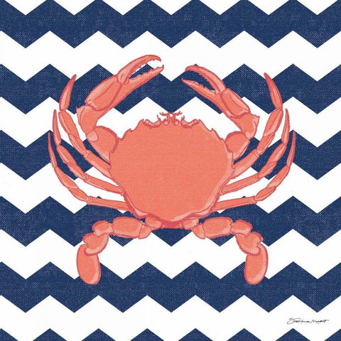 Crab Chevron Black Modern Wood Framed Art Print with Double Matting by Marrott, Stephanie