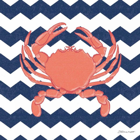 Crab Chevron White Modern Wood Framed Art Print with Double Matting by Marrott, Stephanie