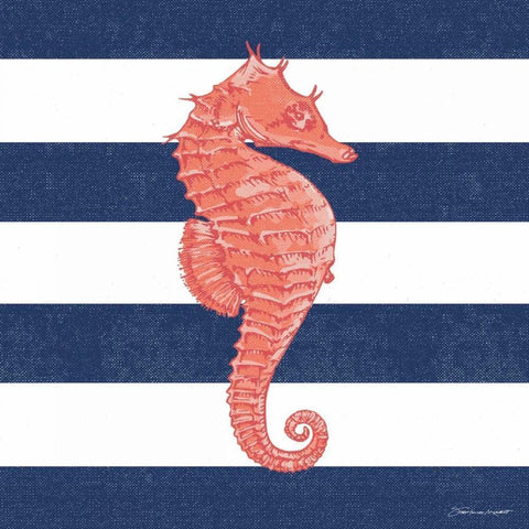 Seahorse Stripe White Modern Wood Framed Art Print by Marrott, Stephanie