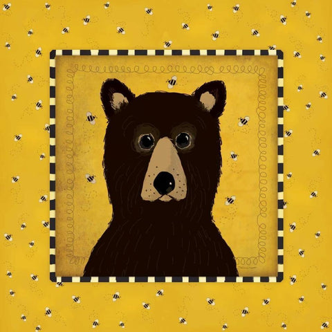 Bear in Frame Black Modern Wood Framed Art Print with Double Matting by Marrott, Stephanie