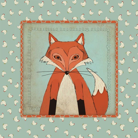 Fox in Frame White Modern Wood Framed Art Print with Double Matting by Marrott, Stephanie