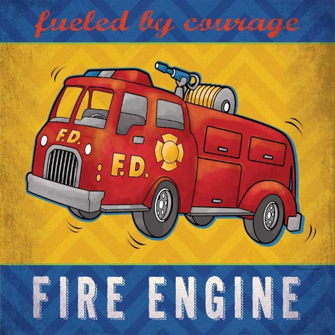 Fire Truck White Modern Wood Framed Art Print by Marrott, Stephanie