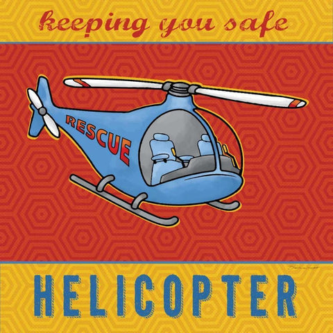 Helicopter White Modern Wood Framed Art Print with Double Matting by Marrott, Stephanie