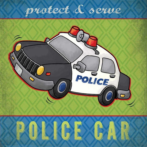 Police Black Modern Wood Framed Art Print with Double Matting by Marrott, Stephanie