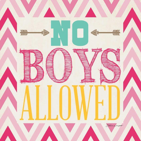 Playroom No Boys I White Modern Wood Framed Art Print by Marrott, Stephanie