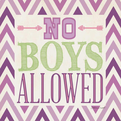 Playroom No Boys II White Modern Wood Framed Art Print with Double Matting by Marrott, Stephanie