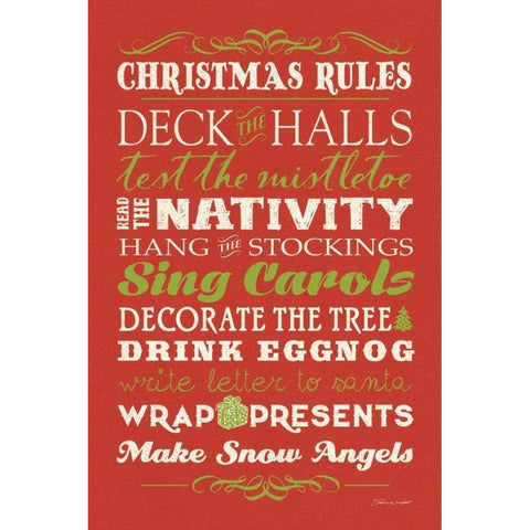 Christmas Rules II Black Modern Wood Framed Art Print with Double Matting by Marrott, Stephanie