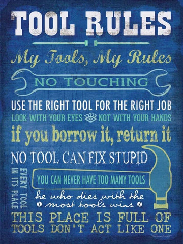 Tool Rules Black Ornate Wood Framed Art Print with Double Matting by Marrott, Stephanie
