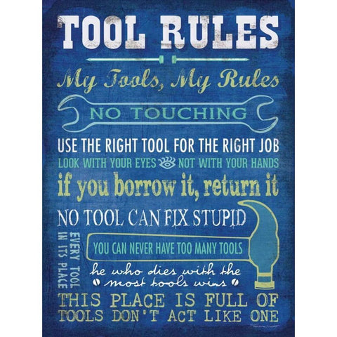 Tool Rules Black Modern Wood Framed Art Print with Double Matting by Marrott, Stephanie