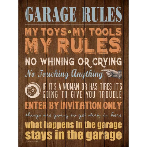 Garage Rules Gold Ornate Wood Framed Art Print with Double Matting by Marrott, Stephanie