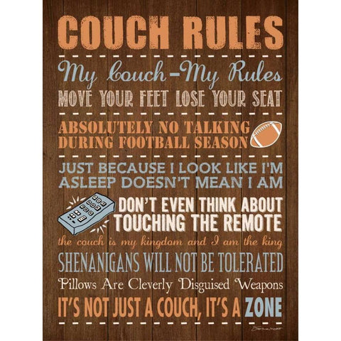 Couch Rules Black Modern Wood Framed Art Print with Double Matting by Marrott, Stephanie