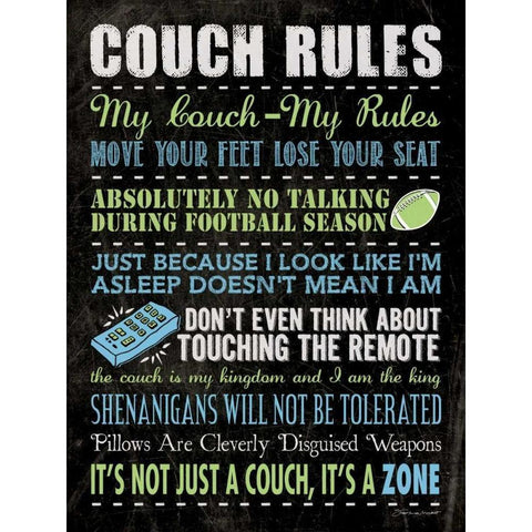 Couch Rules - Black Gold Ornate Wood Framed Art Print with Double Matting by Marrott, Stephanie