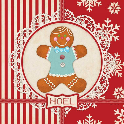 Gingerbread Boy Noel White Modern Wood Framed Art Print with Double Matting by Marrott, Stephanie