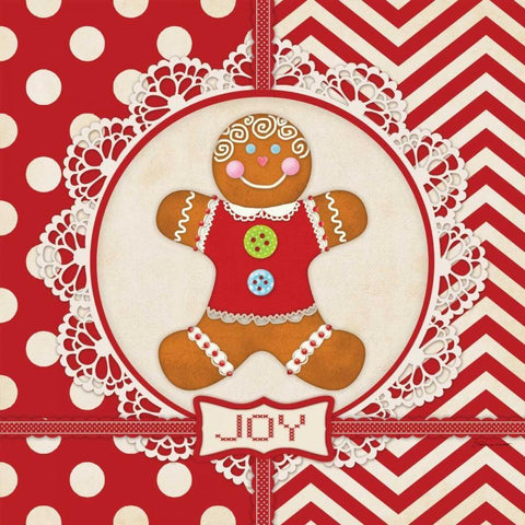 Gingerbread Girl Joy White Modern Wood Framed Art Print with Double Matting by Marrott, Stephanie