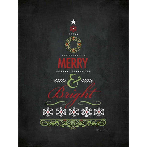 Merry and Bright White Modern Wood Framed Art Print by Marrott, Stephanie