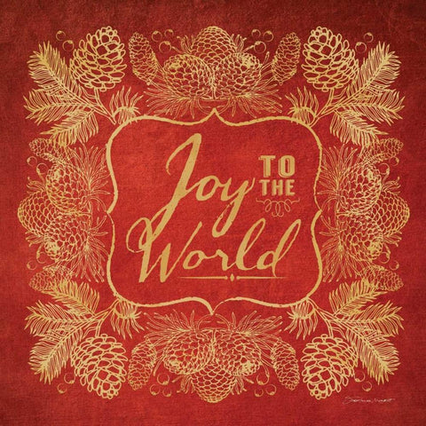 Joy to the World Gold Ornate Wood Framed Art Print with Double Matting by Marrott, Stephanie