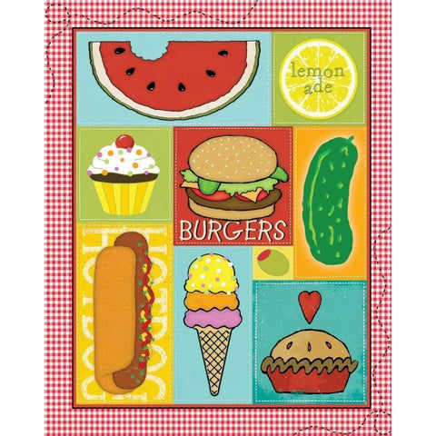 Picnic Food Black Modern Wood Framed Art Print with Double Matting by Marrott, Stephanie