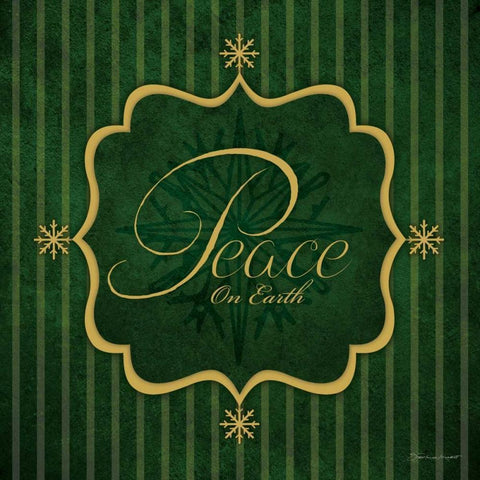 Peace - Green and Gold Gold Ornate Wood Framed Art Print with Double Matting by Marrott, Stephanie