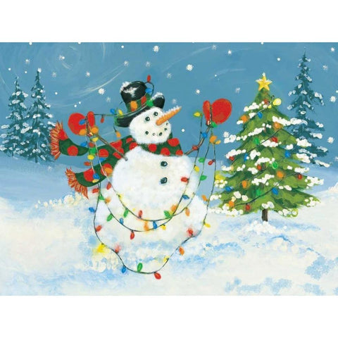 Snowman II Black Modern Wood Framed Art Print with Double Matting by Marrott, Stephanie